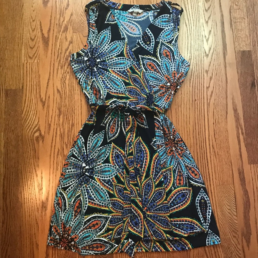 🧡💙sleeveless, tie front, faux wrap dress💙🧡